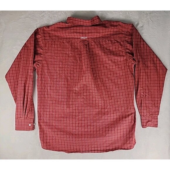 Ariat Pro Series Shirt Mens Red Check Western Cowboy Long Sleeve Button Down - Picture 8 of 14